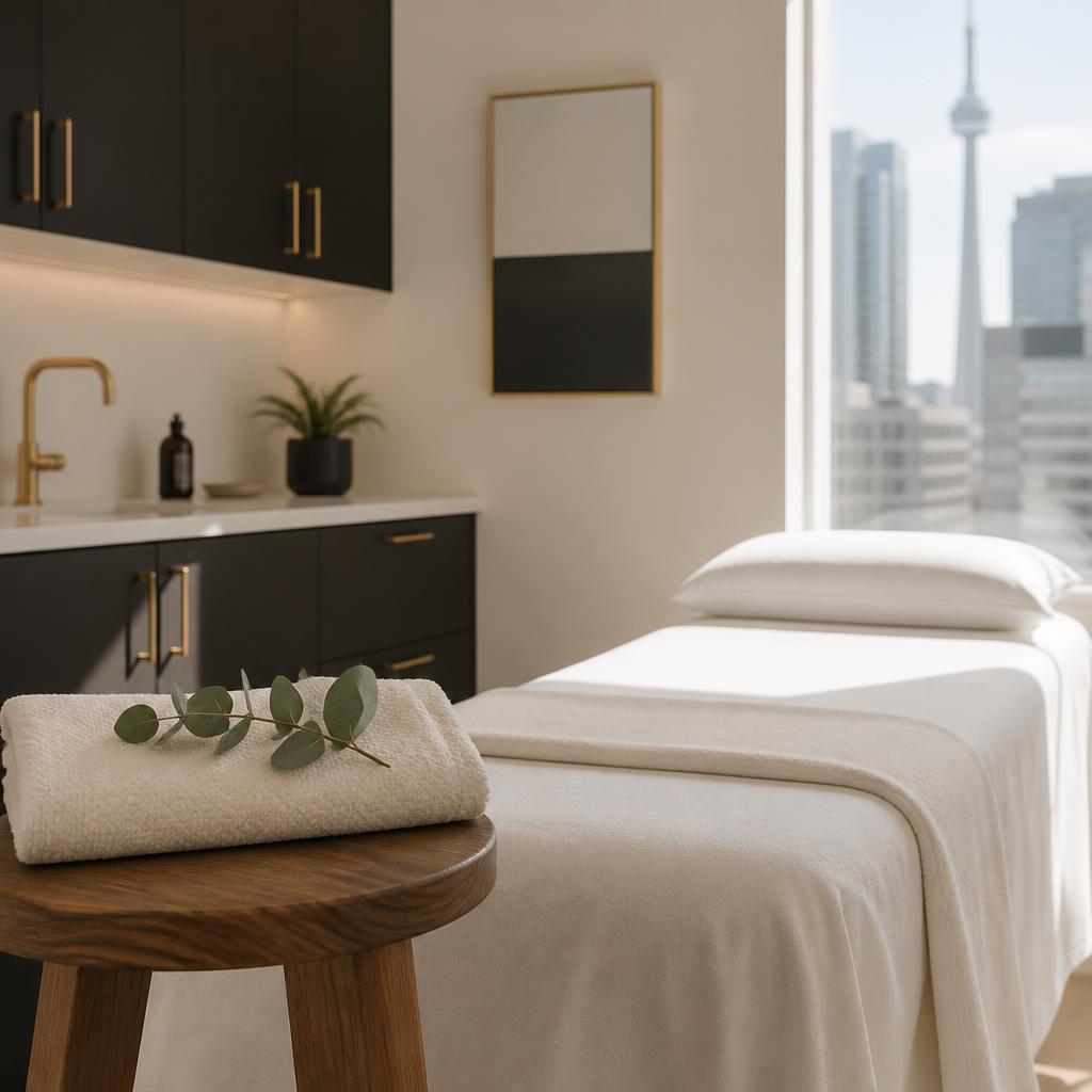Aches Away Toronto treatment room — downtown clinic at 2 Carlton St