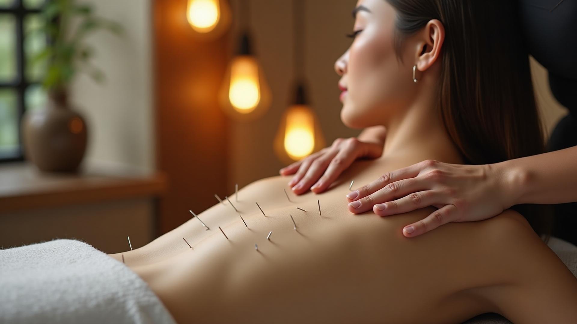 Traditional acupuncture treatment session showing professional care and serene healing environment